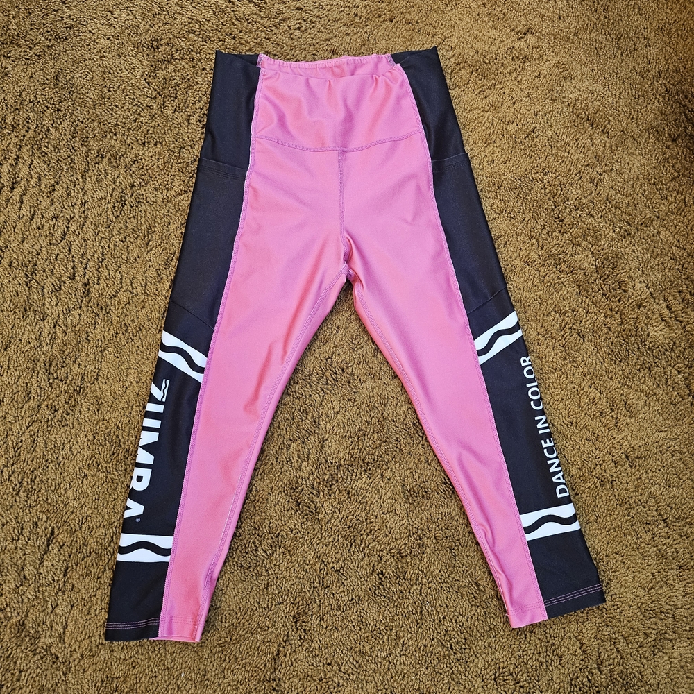 Zumba Fitness Cropped Pink and Black Leggings